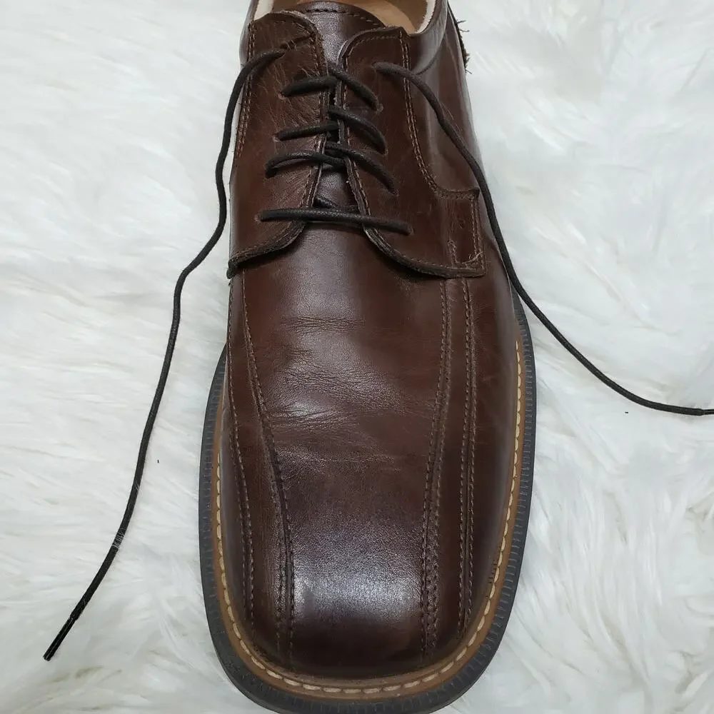 Skechers City of Angels Italy Made Men 12 Brown Square Toe Lace up Oxford Shoes